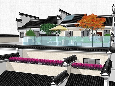 新中式屋顶花园 屋顶庭院