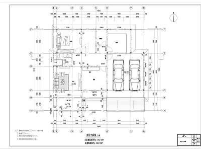 现代别墅建筑 别墅建筑车库 施工图