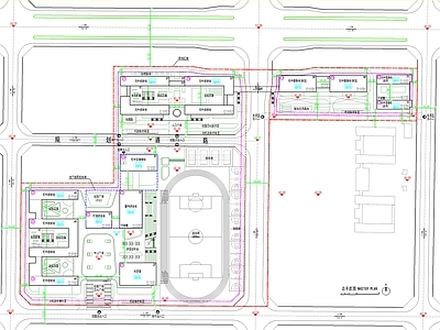 现代学校建筑 综合总平面 初中高中 寄宿 施工图