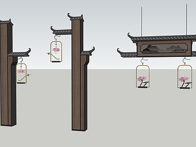 新中式中式景观灯 中式灯 新中式灯 莲花灯 中式灯柱 鸟笼灯