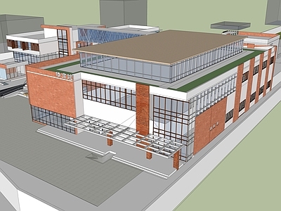 现代学校建筑 教学楼学校 体育馆