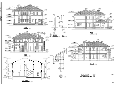 现代简欧别墅建筑 二层别墅 自建房 独栋别墅 施工图