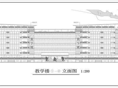 现代学校建筑 六层教学楼 建筑 施工图