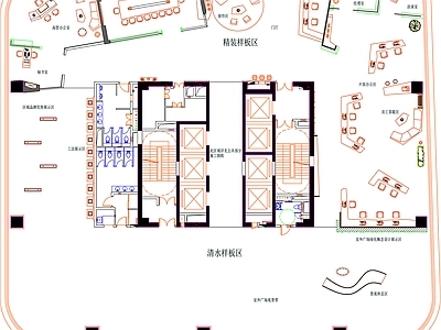 现代工装图库 办公空间平面图 办公空间平面布置 办公室平面图 办公室平面布置 平面布置图 施工图 办公家具图库