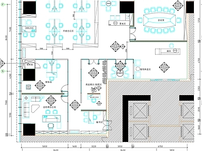 现代工装图库 办公空间平面图 办公空间平面布置 办公室平面图 办公室平面布置 平面布置图 施工图 办公家具图库