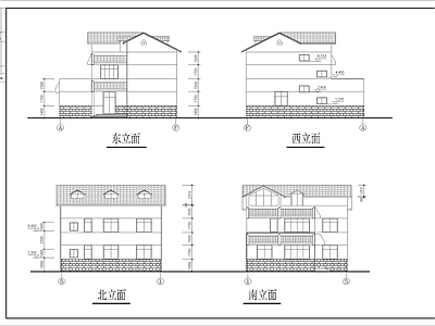 现代别墅建筑 三层别墅 自建房 独栋别墅 施工图