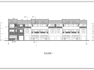 新中式中式别墅建筑 三层新中式别墅 联排别墅 自建房 施工图