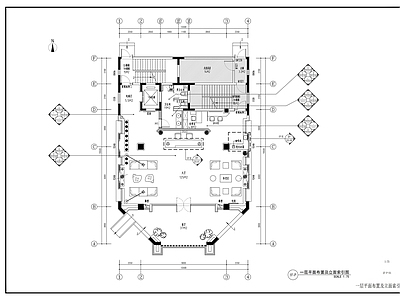 现代整体办公空间 简约大厅内装 施工图