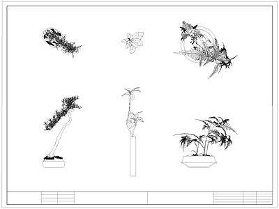 中式花 中式瓶 瓶 卉 盆栽盆景 施工图