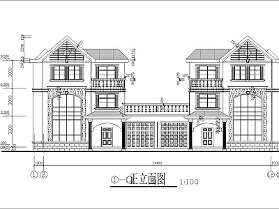 欧式简欧别墅建筑 三层欧式别墅 自建房 独栋别墅 施工图