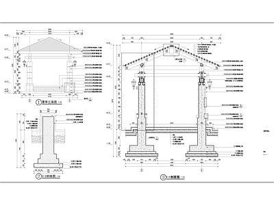 现代亭子 凉亭 施工图