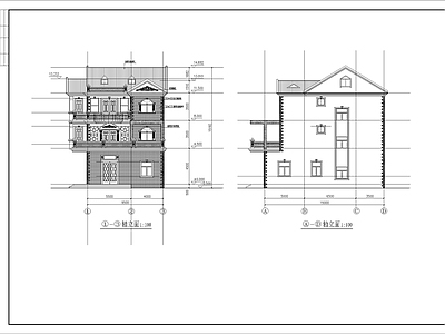 欧式别墅建筑 三层欧式别墅 自建房 独栋别墅 施工图