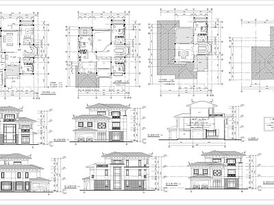 现代简欧别墅建筑 三层现代别墅建筑 自建房 独栋别墅 施工图