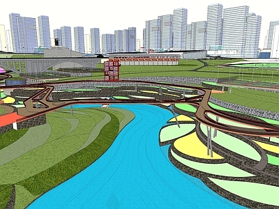 现代景观公园 运动公园 滨水公园 台地