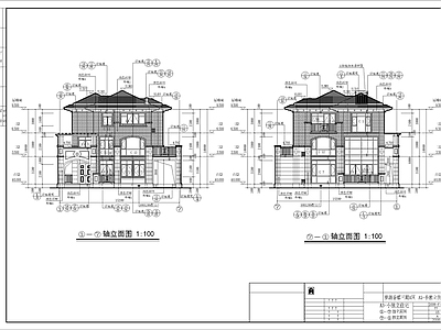 欧式简欧别墅建筑 三层欧式别墅施工 自建房 独栋别墅 施工图