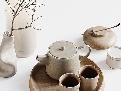 茶具 饰品 茶壶茶杯 干枝 台灯音箱