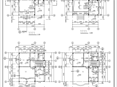 欧式别墅建筑 三层欧式别墅 建 施工图