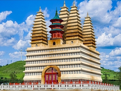 中式寺庙建筑 佛塔 释迦塔 舍利塔 石塔