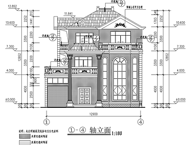 现代别墅建筑 独栋别墅 旋转 三层 建筑 自建房 施工图