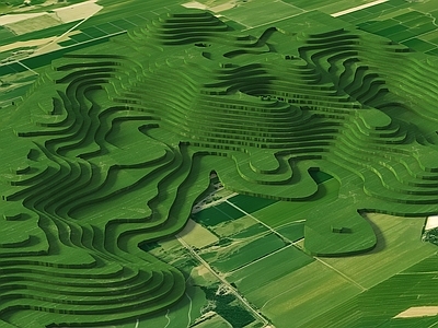 现代其他景观 等高线山体 山体地形 现代群山 山地公园地形 背景远山