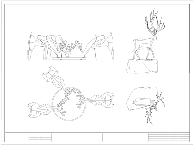 现代景观雕塑图库 城市 小品 麋鹿 施工图