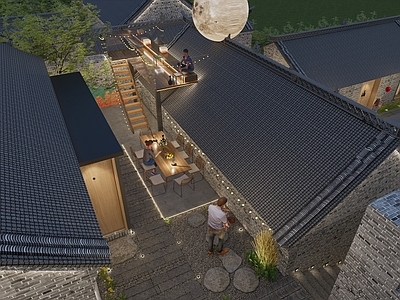 中式民宿建筑 平地民宿建筑