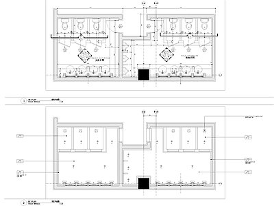 现代公共卫生间 洗手间 施工图