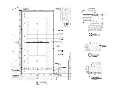 现代公园景观 网球场 施工图