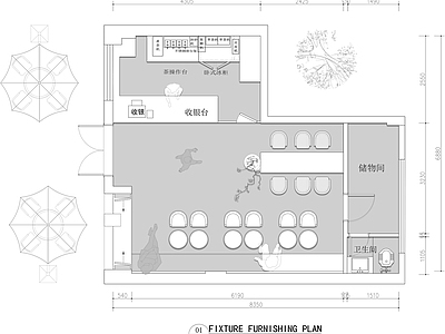 现代奶茶店 甜品奶茶店果饮店 施工图