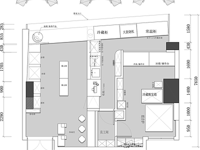 现代奶茶店 甜品奶茶店果饮店 施工图