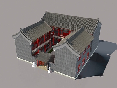 新中式中式古建 中式会所 双层四合院 硬山古建 双层古建厢房 古建筑会所