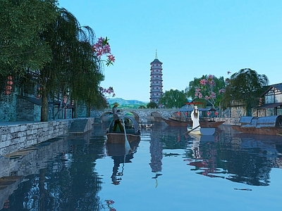 中式古建 水乡古镇