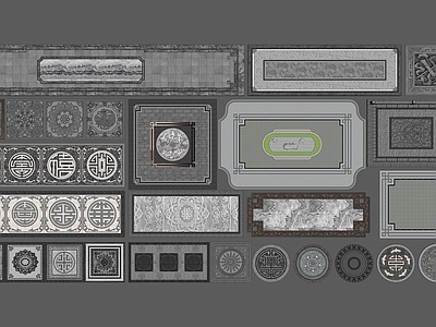 中式新中式浮雕 中式铺装组合 中式铺装