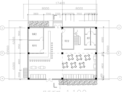 现代咖啡厅 咖啡厅建筑平立面 咖啡馆外观立面图 施工图