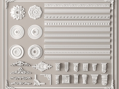 现代线条 石膏线 法式石膏线 石膏构件 雕花 灯盘