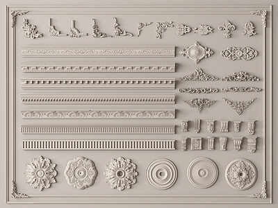 欧式雕花 石膏线 石膏构件 角花 灯盘