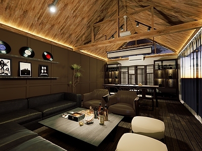 美式新中式会所 雪茄吧 茶室 私