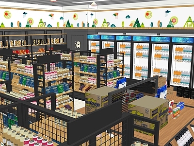 现代超市 超市果蔬区 超市生活用品区 超市生鲜区
