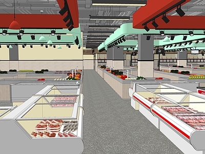 现代超市 超市生活用品区 超市果蔬区 超市生鲜区