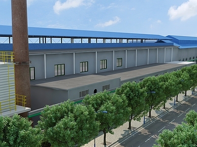 现代厂房 马路 工厂 厂房
