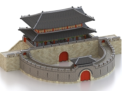 日式古建 古建 八达门 城门 城楼 城墙