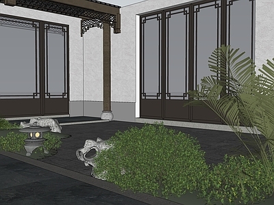 中式现代别墅庭院 中式庭院