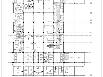 现代整体办公空间 广播电视局办公楼 施工图