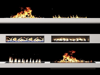 现代壁炉 现代 电子 火炉 嵌入式