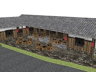 新中式民宿建筑 平地民宿建筑