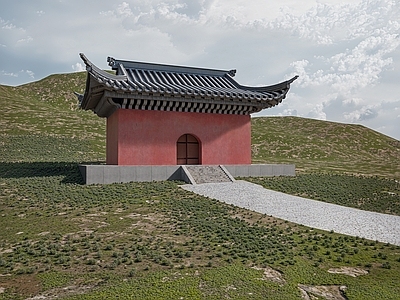 新中式中式古建筑 寺庙 大殿 夜晚 神话 游戏