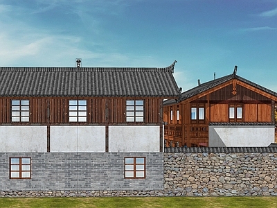 现代新中式民宿建筑 平地民宿建筑 山地民宿建筑