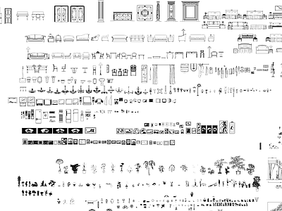现代工装图库 家具 植物 综合图库 施工图 工装图库
