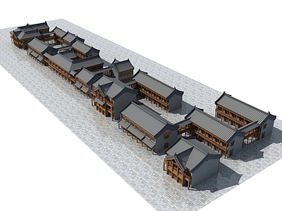 中式商场建筑 商业多层 商业街 古镇