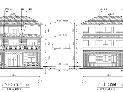 现代别墅建筑 农村自建房 三层 建筑 施工图